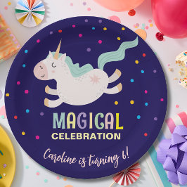 ユニコーン魔法お祝い誕生日 ペーパープレート