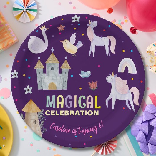 ユニコーン魔法お祝い誕生日 ペーパープレート