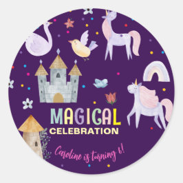 ユニコーン魔法お祝い誕生日 ラウンドシール