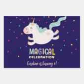 ユニコーン魔法お祝い誕生日 ラッピングペーパーシート (正面)