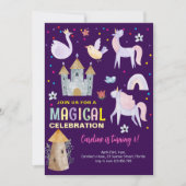 ユニコーン魔法お祝い誕生日 招待状 (正面)