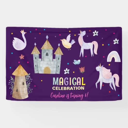 ユニコーン魔法お祝い誕生日 横断幕 (横)