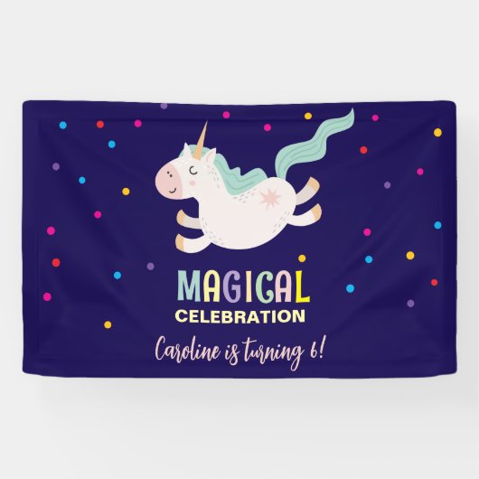 ユニコーン魔法お祝い誕生日 横断幕 (横)