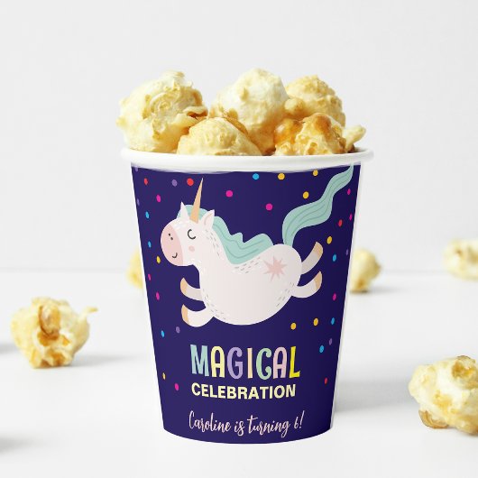 ユニコーン魔法お祝い誕生日 紙コップ