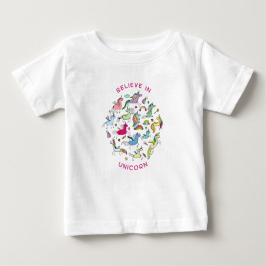 ユニコーン魔法かわいい ベビーTシャツ (正面)