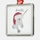 ユニコーン魔法のクリスマスパーソナライズされた メタルオーナメント (左)