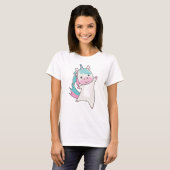 ユニコーン魔法のユニコーンピンクのかわいい動物 Tシャツ (正面フル)