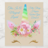 ユニコーン魔法のワインまたはジュースボトルラベル ワインラベル (シングルラベル)