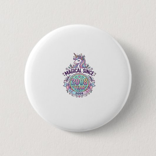 ユニコーン魔法の年からのグラフィックデザイン Zazzle D 缶バッジ (正面)