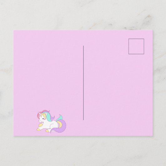 ユニコーン魔法ガーリー第1回パーティの招待状 ポストカード (裏面)