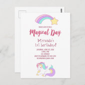 ユニコーン魔法ガーリー第1回パーティの招待状 ポストカード (正面/裏面)