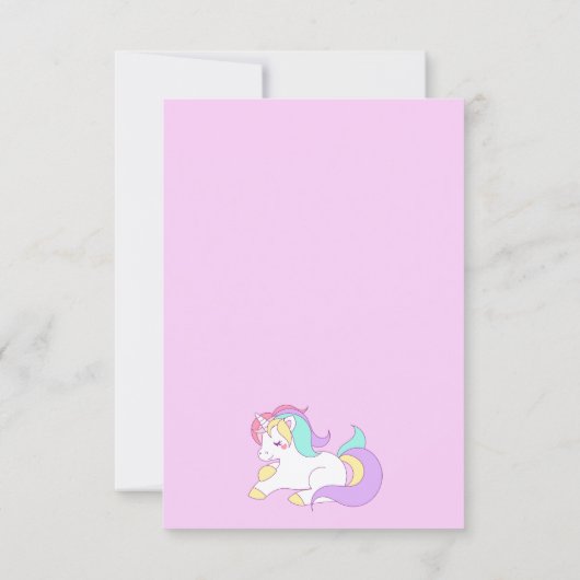 ユニコーン魔法ガーリー誕生日パーティー招待カード 招待状 (裏面)