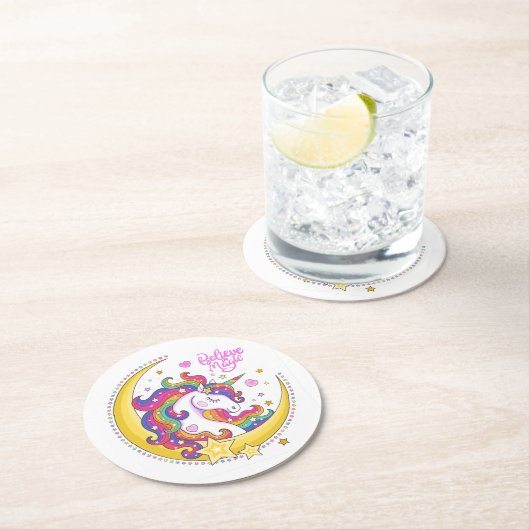 ユニコーン魔法コースター ラウンドペーパーコースター (インサイチュ)