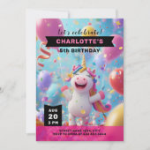 ユニコーン魔法バルーン誕生祝い 招待状 (正面)