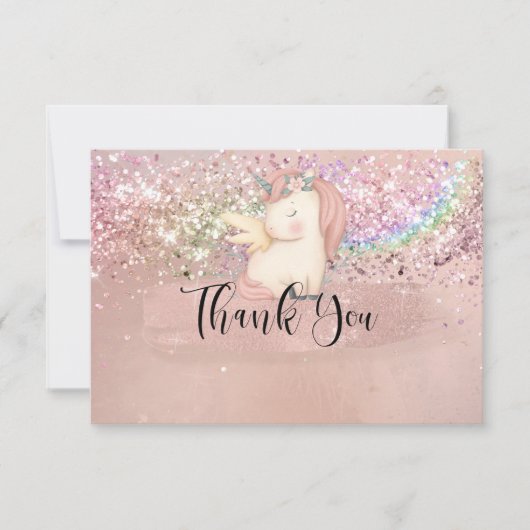 ユニコーン魔法パステルレインボーベビーガールサンキュー ノートカード (正面)
