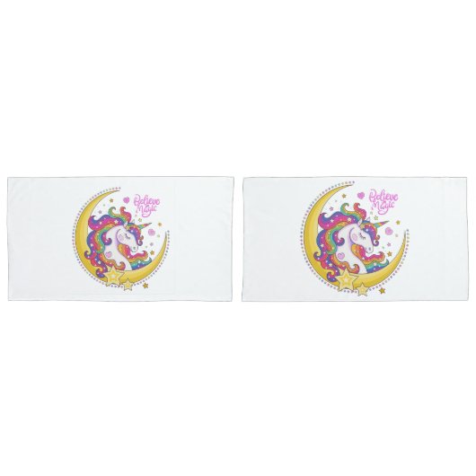 ユニコーン魔法ピラロケース 枕カバー (正面-セット)