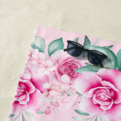 ユニコーン魔法ピンクローズDIY女子名フローラ ビーチタオル (インサイチュ)