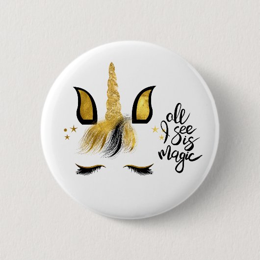 ユニコーン魔法引用文 缶バッジ (正面)