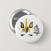 ユニコーン魔法引用文 缶バッジ (正面&裏面)