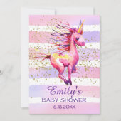 ユニコーン魔法水の色の女の子ベビーシャワー 招待状 (正面)