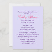 ユニコーン魔法水の色の女の子ベビーシャワー 招待状 (裏面)