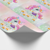 ユニコーン魔法飛んでいる馬の魔法のユニコーン ラッピングペーパー (角)