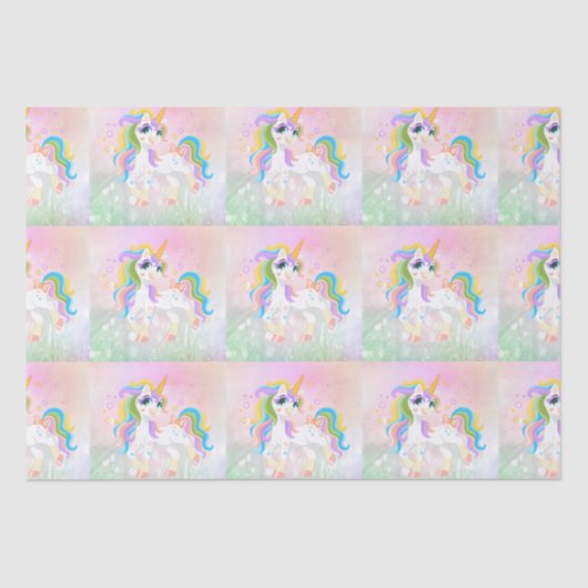 ユニコーン魔法飛んでいる馬の魔法のユニコーン 薄葉紙 (正面)