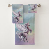 ユニコーン魔法 |パステルカラフルファンタジー水彩 バスタオルセット (インサイチュ)