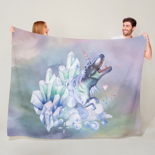 ユニコーン魔法 |パステルカラフルファンタジー水彩 フリースブランケット (インサイチュ)