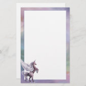 ユニコーン魔法 |パステルカラフルファンタジー水彩 便箋 (正面/裏面)