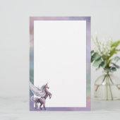 ユニコーン魔法 |パステルカラフルファンタジー水彩 便箋 (スタンド正面)