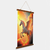 ユニコーン黄色の木材トップウォールタペストリー1パネル 吊り下げ型タペストリー (傾斜あり)