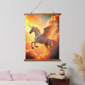 ユニコーン黄色の木材トップウォールタペストリー1パネル 吊り下げ型タペストリー (寝室)