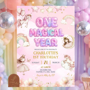 ユニコーン1歳の誕生日おめでとう マジカルな1年 招待状