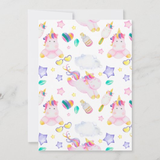 ユニコーン1歳の誕生日パーティー 招待状 (裏面)