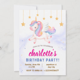 ユニコーン1歳の誕生日パーティー 招待状
