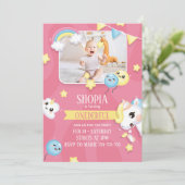 ユニコーン1歳誕生日写真招待状 招待状 (スタンド正面)