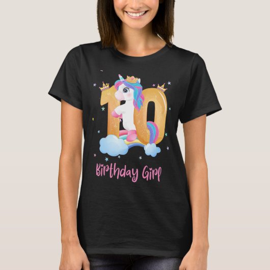 ユニコーン10誕生日7 10歳の女の子の子 Tシャツ (正面)