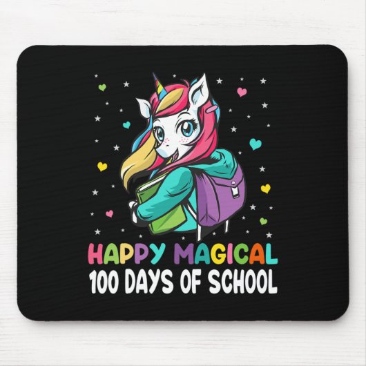 ユニコーン100日ハッピー魔法100日の学校 マウスパッド (正面)