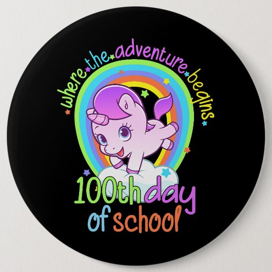 ユニコーン100th Day Of School先生100日 頭が切れる 缶バッジ (正面)