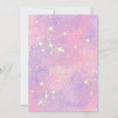 ユニコーン10thバースデーパーティーガール赤面ピンク&金ゴールド 招待状 (裏面)