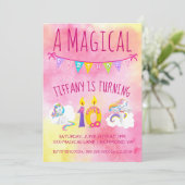 ユニコーン10th誕生日パーティーピンク 招待状 (スタンド正面)
