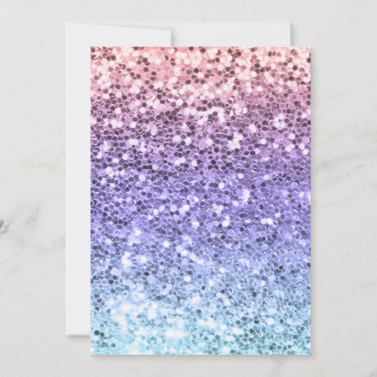 ユニコーン1stバースデーガールピンクレインボーグリッター 招待状 (裏面)