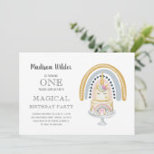 ユニコーン1stバースデーガールレインボー招待状 招待状 (スタンド正面)