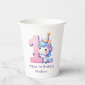 ユニコーン1th誕生日パーティーガールズピンクパープルブルー 紙コップ (正面)