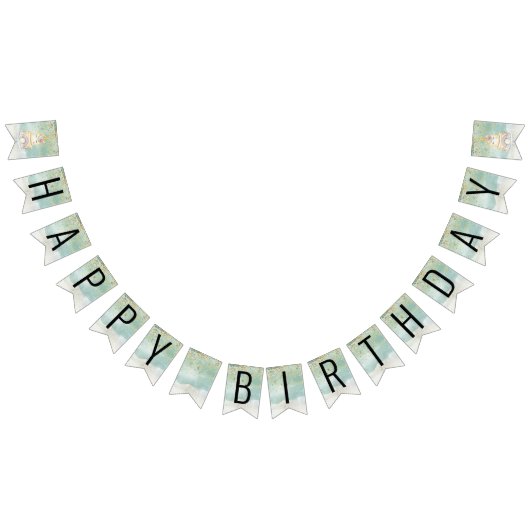 ユニコーン1th誕生日金ゴールドアクアピンクナプキンス バンティングフラッグ (全)