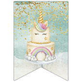 ユニコーン1th誕生日金ゴールドアクアピンクナプキンス バンティングフラッグ (第1の旗)