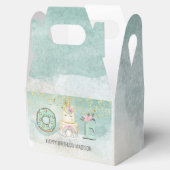 ユニコーン1th誕生日金ゴールドアクアピンク フェイバーボックス (オープン)