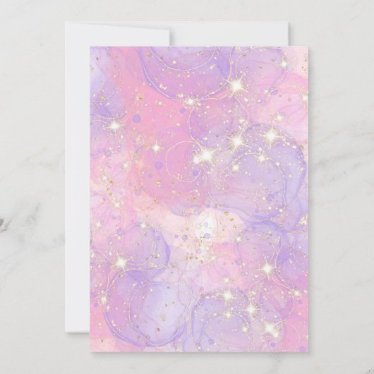 ユニコーン2人目の誕生日ガールパープルピンクの虹 招待状 (裏面)