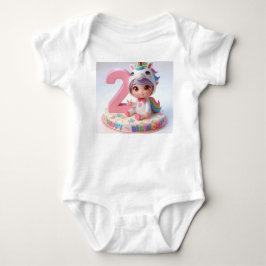 ユニコーン2歳のお誕生日おめでとう ベビーボディスーツ